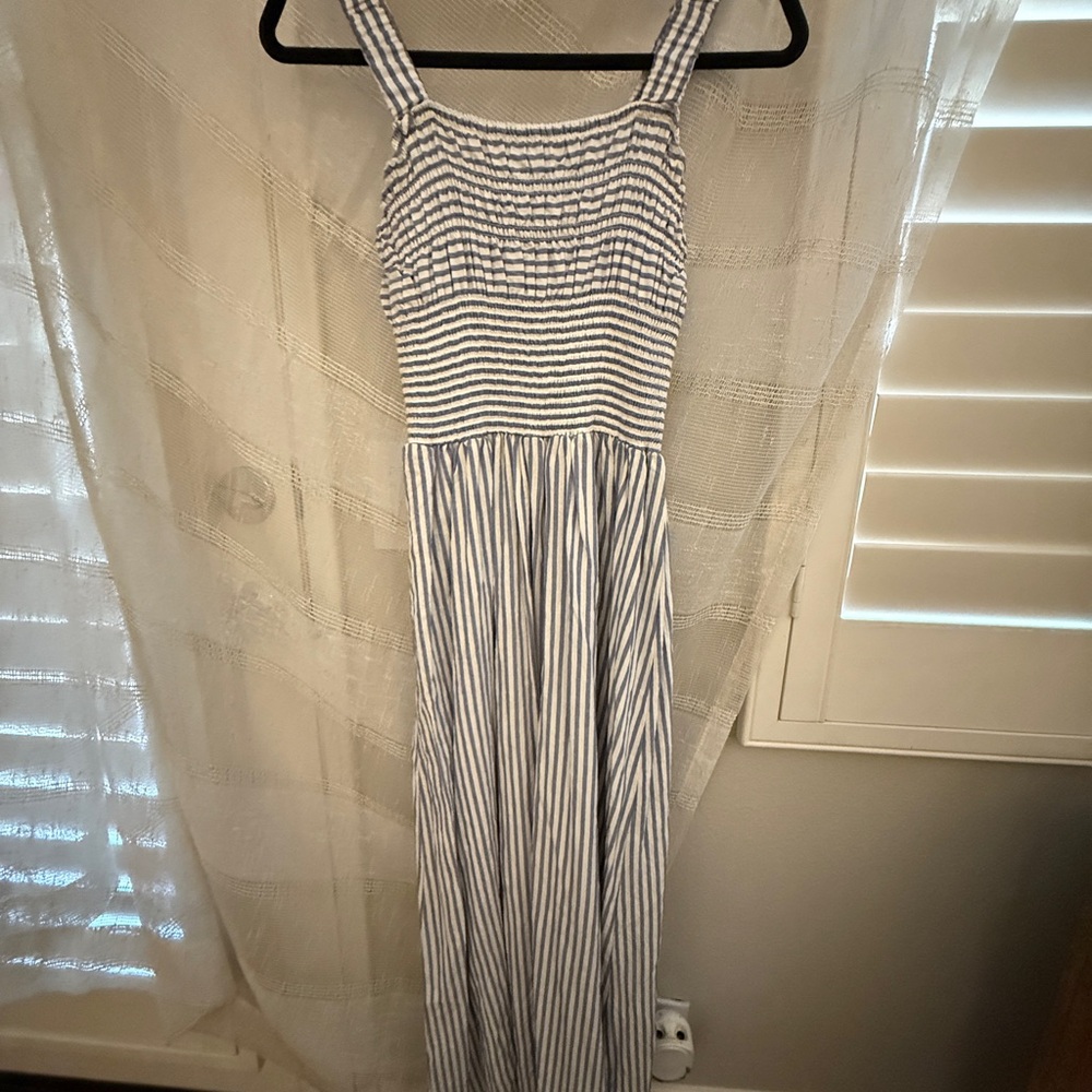 Black Tape Blue and White Striped Maxi Dress